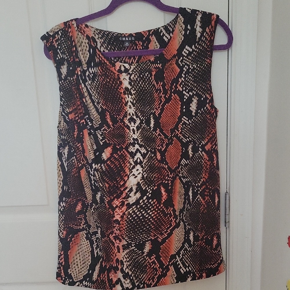 Josephine Chause Sleeveless Snake Skin Mob Wife Eclectic GrandmaTop Women's Sz M